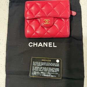 CHANEL Red Quilted Wallet